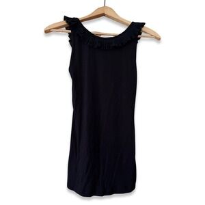 H&M Black Ruffle Neck Tank Top XS